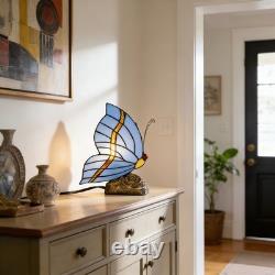 Tiffany Blue Butterfly Glass Desk Lamp, Suitable For Bedside Tables And Reading