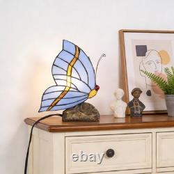 Tiffany Blue Butterfly Glass Desk Lamp, Suitable For Bedside Tables And Reading