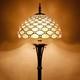 Tiffany Floor Lamp Cream Amber Bead Stained Glass Standing Reading Light 16x16x7