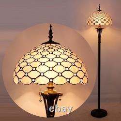 Tiffany Floor Lamp Cream Amber Bead Stained Glass Standing Reading Light 16X16X7 Tiffany Floor Lamp Cream Amber Bead Stained Glass Standing Reading Light 16X16X7