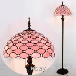 Tiffany Floor Lamp Pink Stained Glass 16X16X64 Inch Antique Reading Lamp
