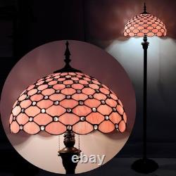 Tiffany Floor Lamp Pink Stained Glass 16X16X64 Inch Antique Reading Lamp