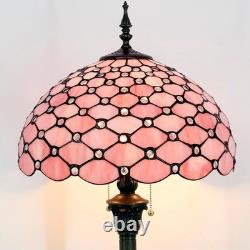 Tiffany Floor Lamp Pink Stained Glass 16X16X64 Inch Antique Reading Lamp