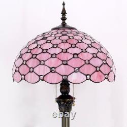 Tiffany Floor Lamp Pink Stained Glass 16X16X64 Inch Antique Reading Lamp