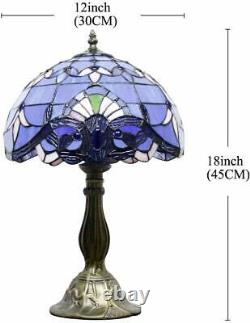 Tiffany Lamp 18 Inch Blue Purple Baroque Style Stained Glass Lavender Lampshade