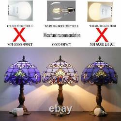 Tiffany Lamp 18 Inch Blue Purple Baroque Style Stained Glass Lavender Lampshade