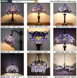 Tiffany Lamp 18 Inch Blue Purple Baroque Style Stained Glass Lavender Lampshade