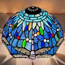 Tiffany Lamp Shade Blue Dragonfly Stained Glass 12 Inches Wide Accessories