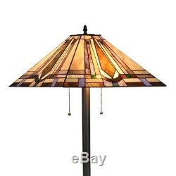 Tiffany Mission Reading Floor Lamp Vintage Handmade Stained Glass Shade