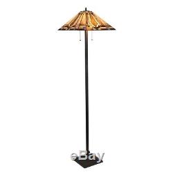 Tiffany Mission Reading Floor Lamp Vintage Handmade Stained Glass Shade