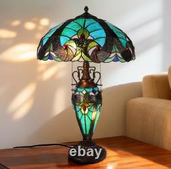 Tiffany Mother and Daughter Desk Lamp, Glass Lighting Fixture with 3 Warm Lights