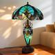 Tiffany Mother And Daughter Desk Lamp, Glass Lighting Fixture With 3 Warm Lights