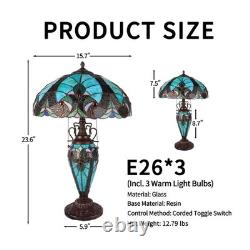 Tiffany Mother and Daughter Desk Lamp, Glass Lighting Fixture with 3 Warm Lights