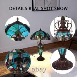 Tiffany Mother and Daughter Desk Lamp, Glass Lighting Fixture with 3 Warm Lights
