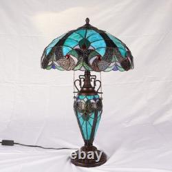 Tiffany Mother and Daughter Desk Lamp, Glass Lighting Fixture with 3 Warm Lights