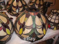 Tiffany Stlye (4) Vintage Leaded Stain Glass Lamp Shade withcomplete Candle others