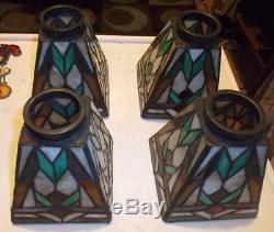 Tiffany Stlye (9) Vintage Leaded Stain Glass Lamp Shade withcomplete candle others