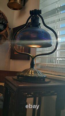 Tiffany Studios Harp lamp with King Tut shade