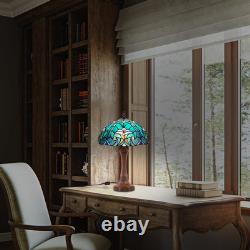 Tiffany Style Cyan Green Stained Glass Table Lamp Antique Victorian Medium Des