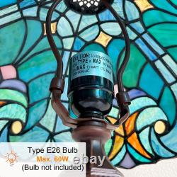 Tiffany Style Cyan Green Stained Glass Table Lamp Antique Victorian Medium Des