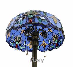Tiffany Style Elegant Floor Lamp 20-Inch Shade Heavy Base Durable Ornate Floral