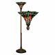 Tiffany Style Glass Floor Lamp Torchiere Shade Living Room Light Antique Vintage