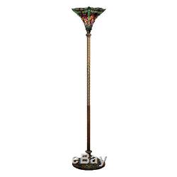 Tiffany Style Glass Floor Lamp Torchiere Shade Living Room Light Antique Vintage