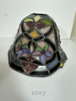 Tiffany-Style Hyacinth Lamp Shades Stained Glass Vtg Floral Mosaic Set Of 3