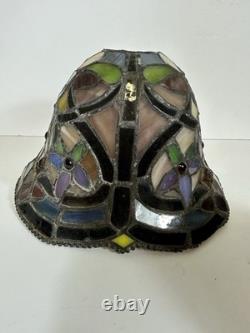 Tiffany-Style Hyacinth Lamp Shades Stained Glass Vtg Floral Mosaic Set Of 3
