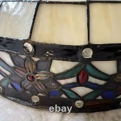 Tiffany Style Large Leaded 16 Stained Glass Vintage Slag Floral Lamp Shade