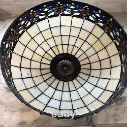Tiffany Style Large Leaded 16 Stained Glass Vintage Slag Floral Lamp Shade
