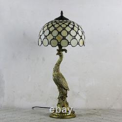 Tiffany Style Peacock Bedroom Lamp Table Lamp LED Stained Glass Shade Desk Lamps