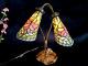 Tiffany Style Stained Glass Lamp 15.5 Tall 13 Wide Vintage