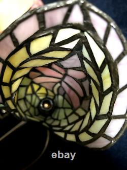 Tiffany Style Stained Glass Lamp 15.5 tall 13 wide VINTAGE