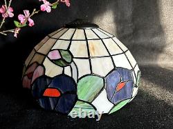Tiffany Style Stained Glass Lamp Shade 12 wide 7 Deep VINTAGE