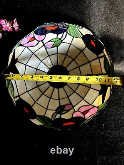 Tiffany Style Stained Glass Lamp Shade 12 wide 7 Deep VINTAGE