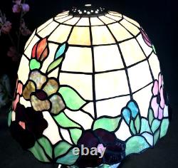 Tiffany Style Stained Glass Lamp Shade 13 wide 7 Deep VINTAGE