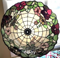 Tiffany Style Stained Glass Lamp Shade 13 wide 7 Deep VINTAGE