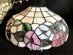 Tiffany Style Stained Glass Lamp Shade 14 wide 5.5 Deep VINTAGE