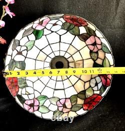 Tiffany Style Stained Glass Lamp Shade 14 wide 5.5 Deep VINTAGE