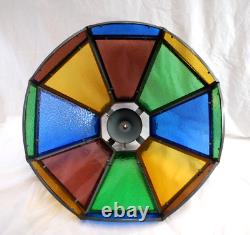 Tiffany Style Stained Glass Panel Lamp Shade 19 Multi-Color Vintage L2833