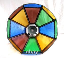 Tiffany Style Stained Glass Panel Lamp Shade 19 Multi-Color Vintage L2833