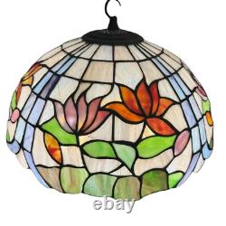Tiffany Style Stained Glass Tulip Lamp Shade 12 Floral Dome Light Vintage