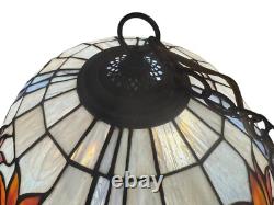Tiffany Style Stained Glass Tulip Lamp Shade 12 Floral Dome Light Vintage