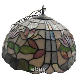 Tiffany Style Stained Glass Tulip Lamp Shade 12 Floral Dome Light Vintage
