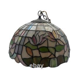 Tiffany Style Stained Glass Tulip Lamp Shade 12 Floral Dome Light Vintage