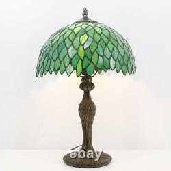 Tiffany Style Table Lamp Light Green Wisteria Stained Glass Lampshade 18 Inch