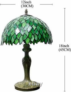 Tiffany Style Table Lamp Light Green Wisteria Stained Glass Lampshade 18 Inch