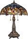 Tiffany Style Table Lamp Stained Glass Dragonfly Handcrafted Vintage Light Shade