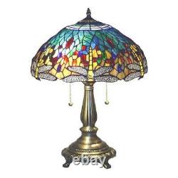 Tiffany Style Table Lamp Stained Glass Vintage Nightstand Desk Office Dragonfly